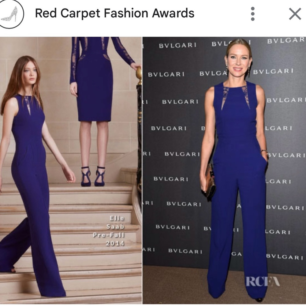 ✨ELIE SABB Red Carpet Jumpsuit Award Cobalt Blue and Lace with Pockets✨